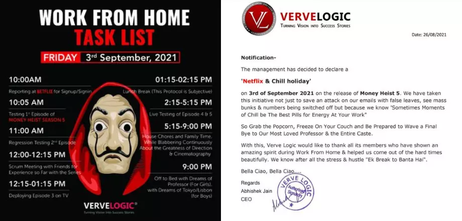 Indian company declares holiday to watch Money Heist 5 for its employees